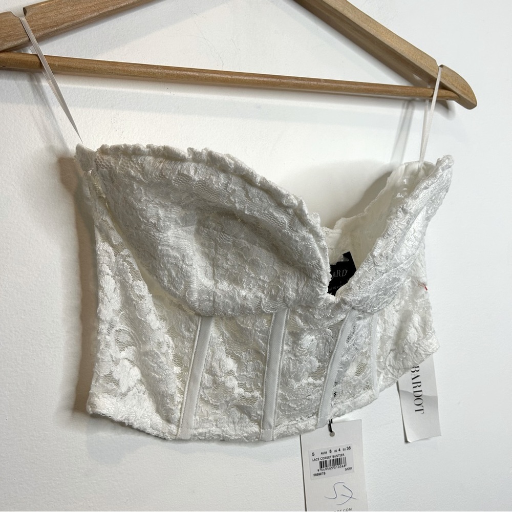 Bardot Lace Corset Bustier in Ivory White - Picture 5 of 9